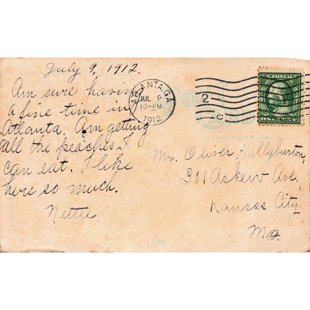 Vintage 1912‎ Atlanta GA Piedmont Hotel Chandler Building Postcard - Picture 2 of 2